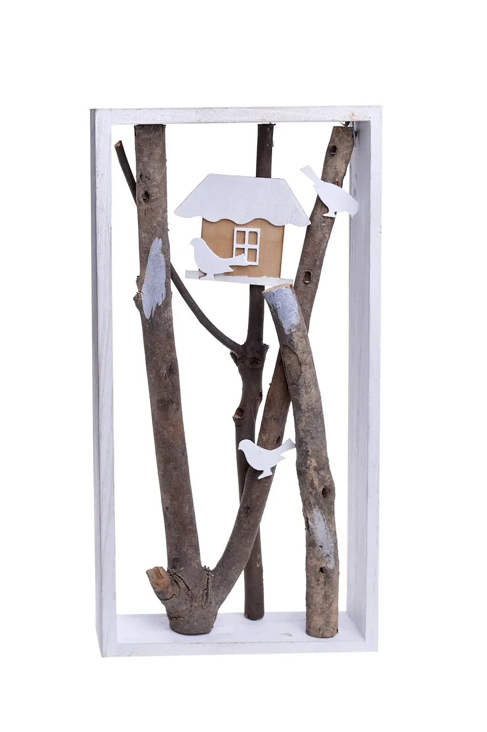 Dekoracja drewniana LAS W RAMIE wielokolorowa