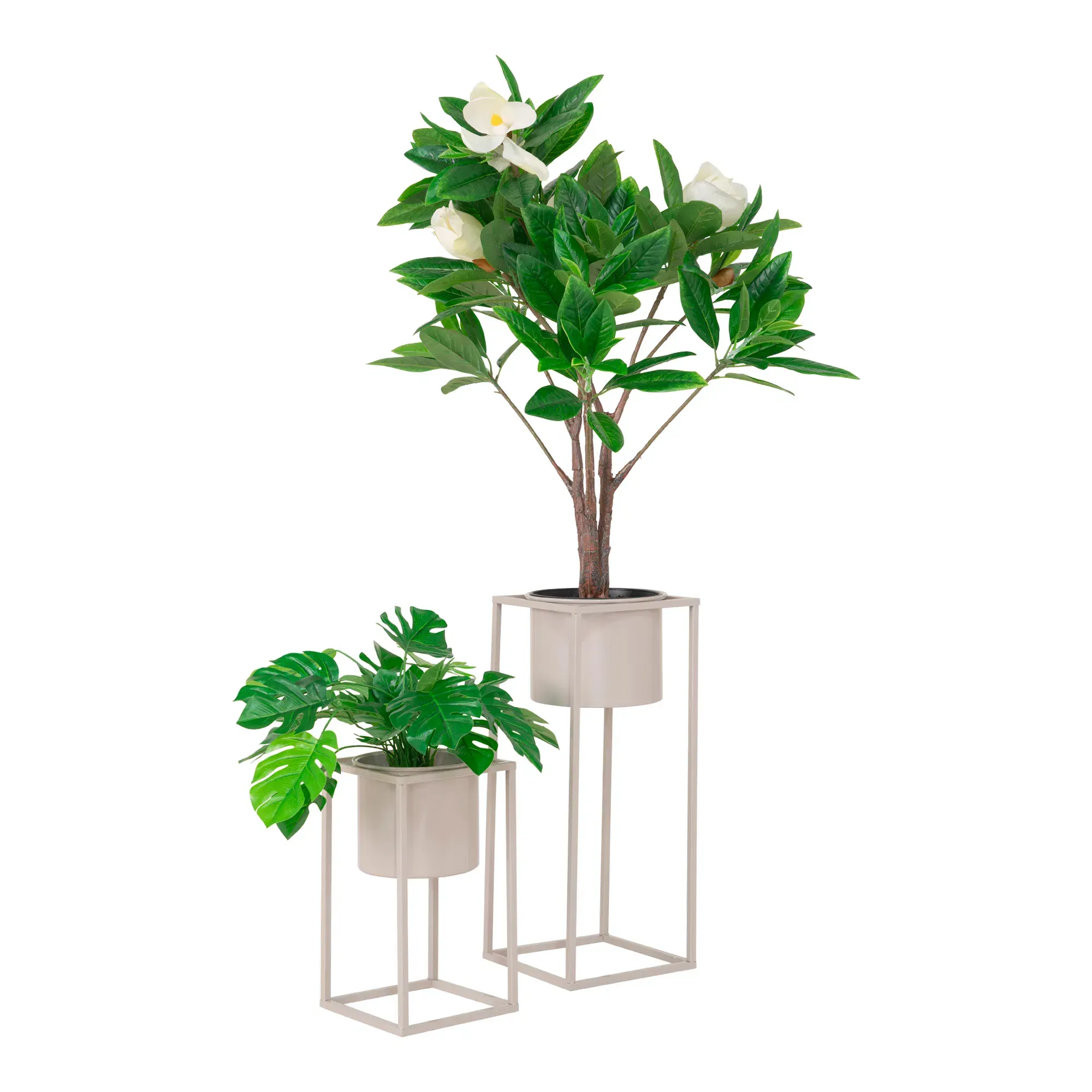 Doniczki na stojakach MARLA 2 sztuki beżowe - 9001116