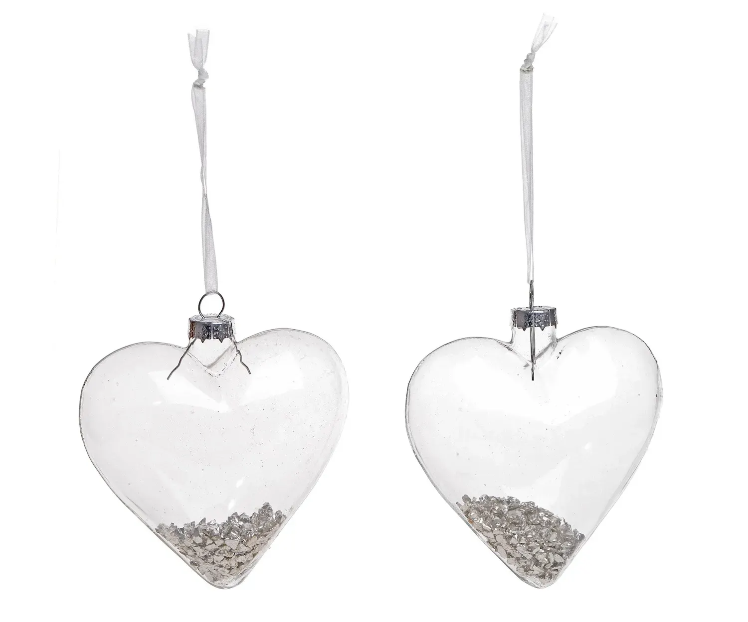 Komplet 2 bombek SERC SZKLANYCH ze srebrnymi opiłkami 3533 transparentny Komplet 2 bombek SERC SZKLANYCH ze srebrnymi opiłkami 3533 transparentny