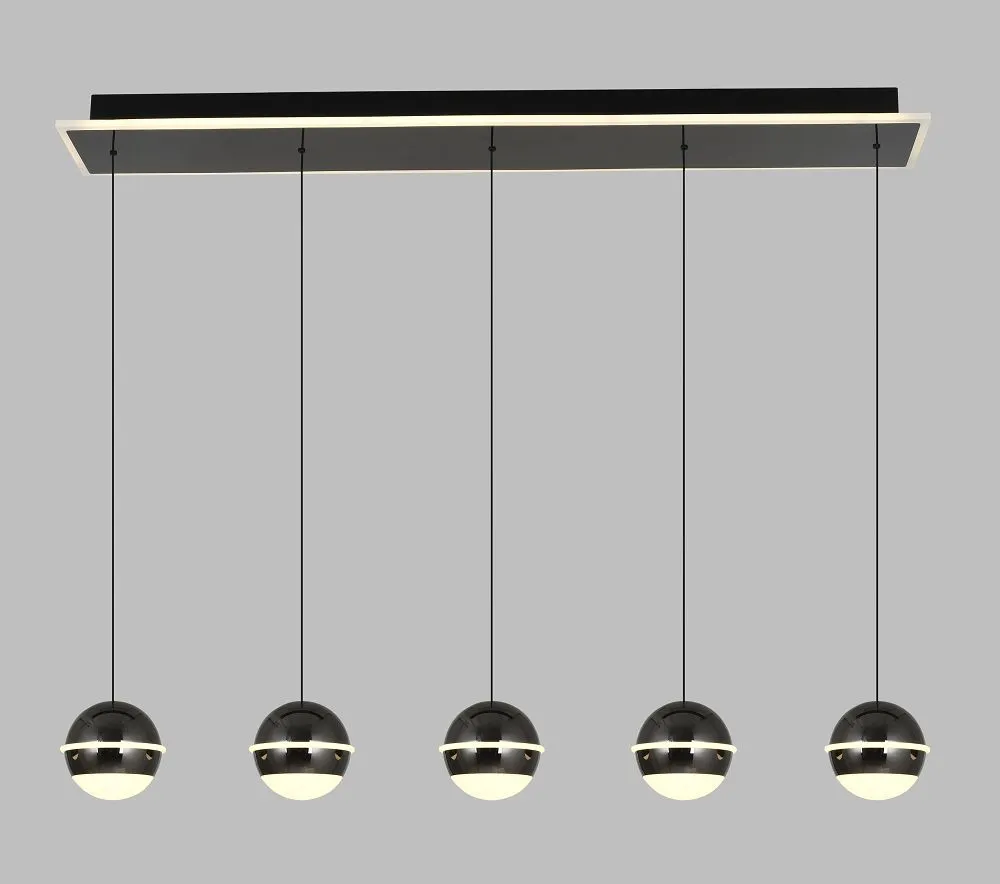 Lampa wisząca prosta BIARRITZ 5 LED czarny chrom — zdjęcie 4