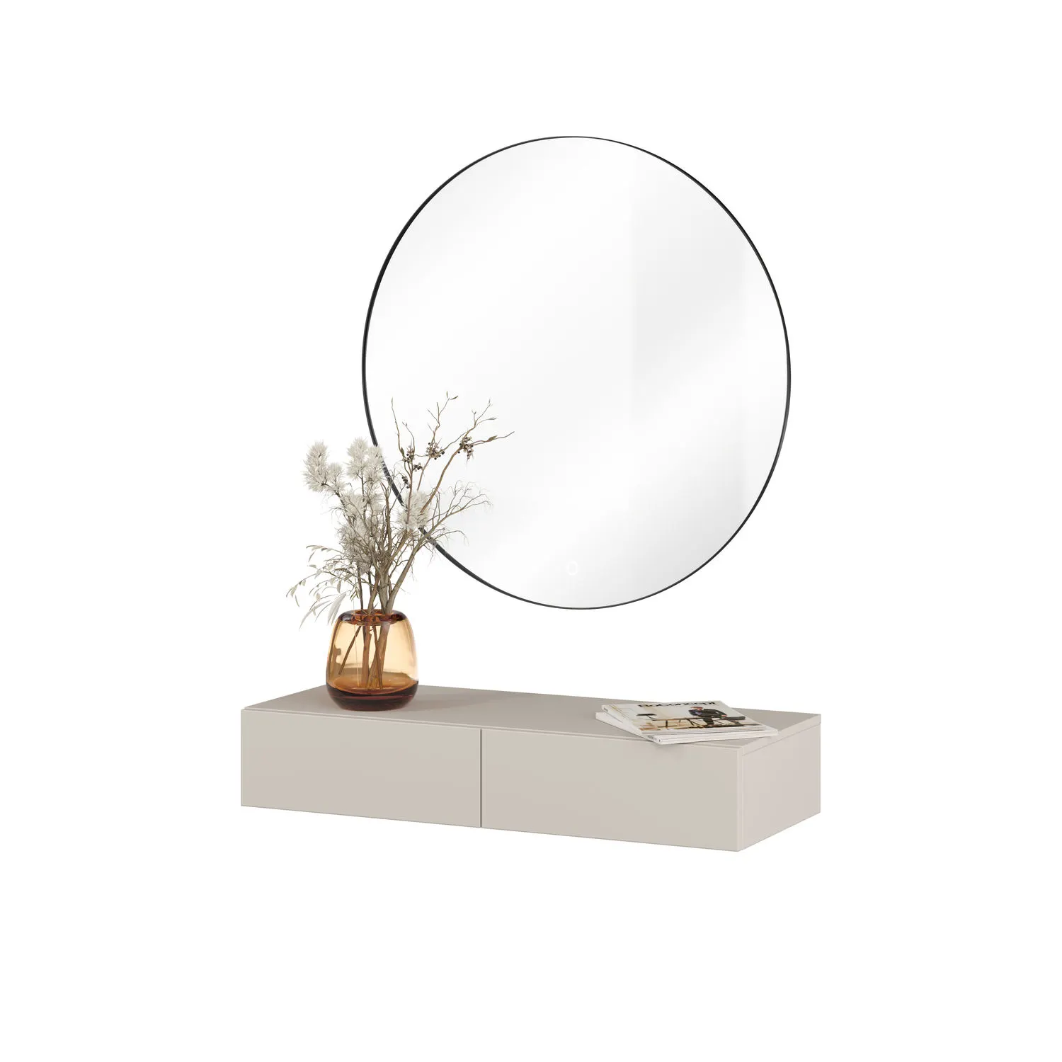 Toaletka wisząca z okrągłym lustrem JUKON S kaszmirowa - 24KSND59