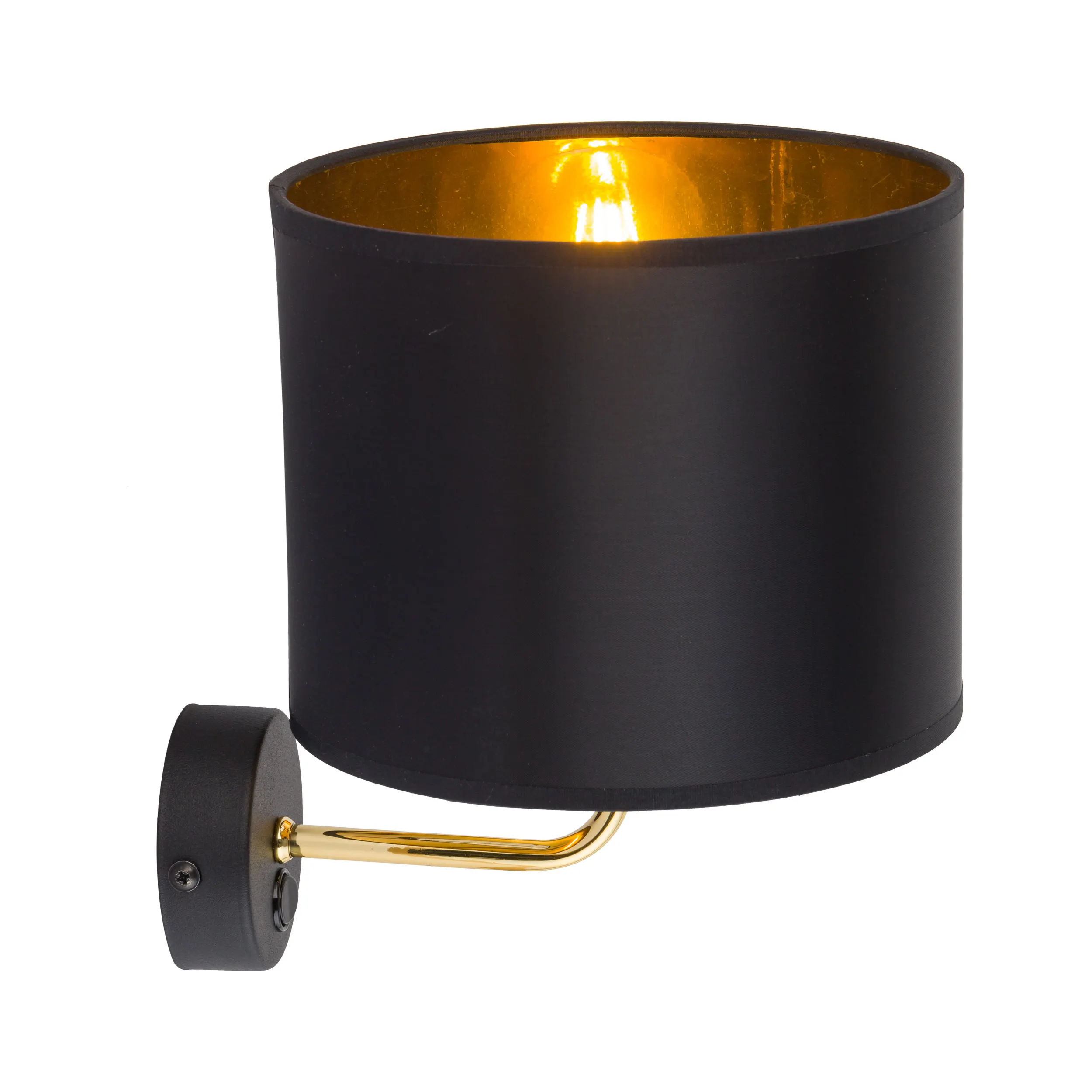 Kinkiet VEGA czarna ze złotymi elementami oraz włącznikiem 25x24x20cm - TK_4663