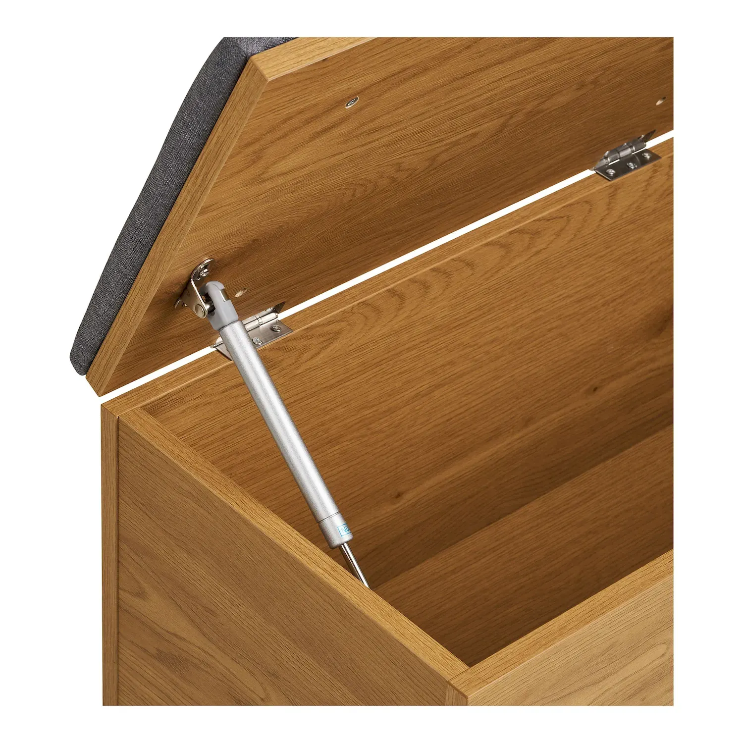 Ławka drewniana z pojemnikiem BARCO tapicerowane siedzisko 92x33x48 naturalny szary - 1401120