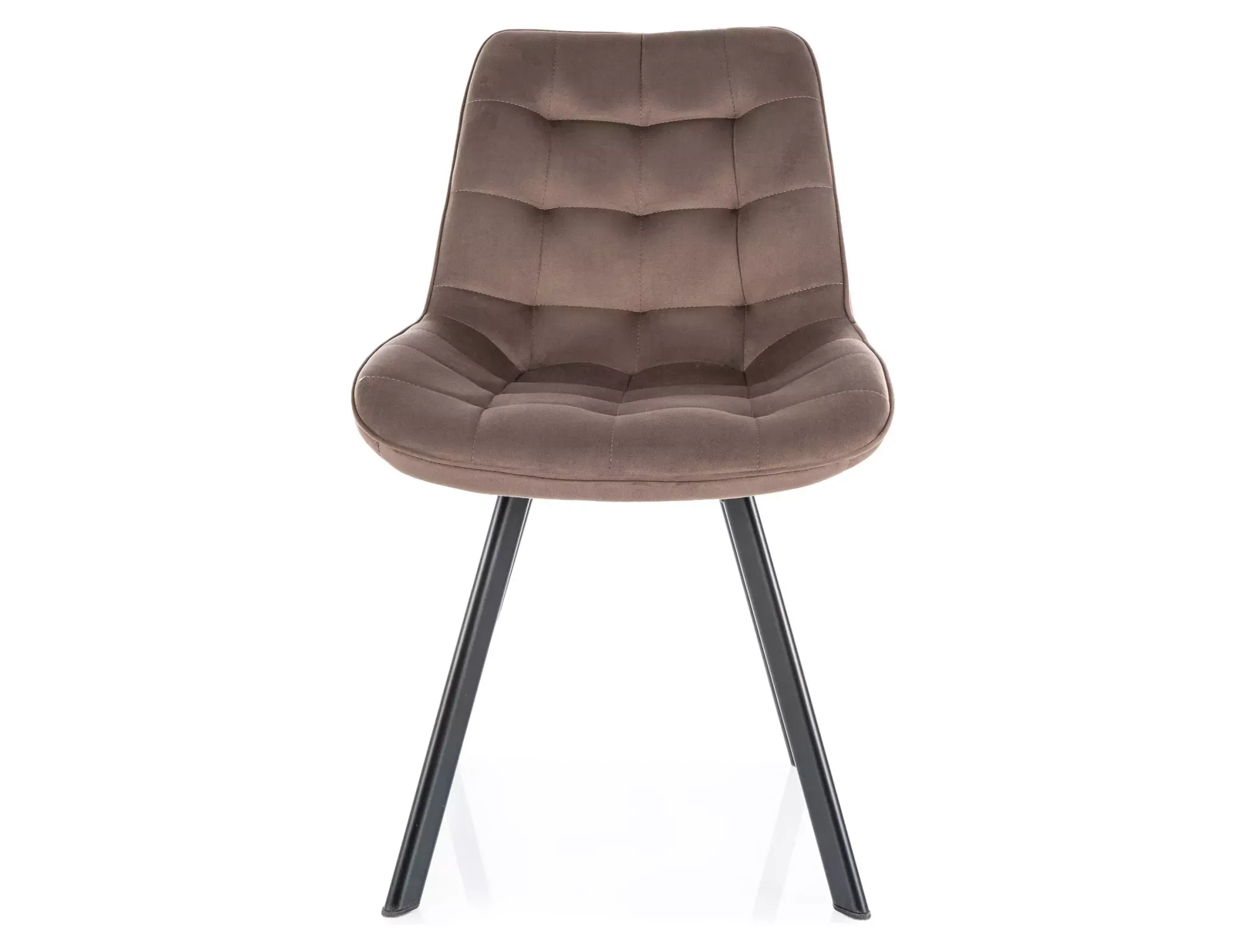 Krzesło tapicerowane MONTI VELVET pikowane cappuccino na czarnych nogach - MONTIVCCA