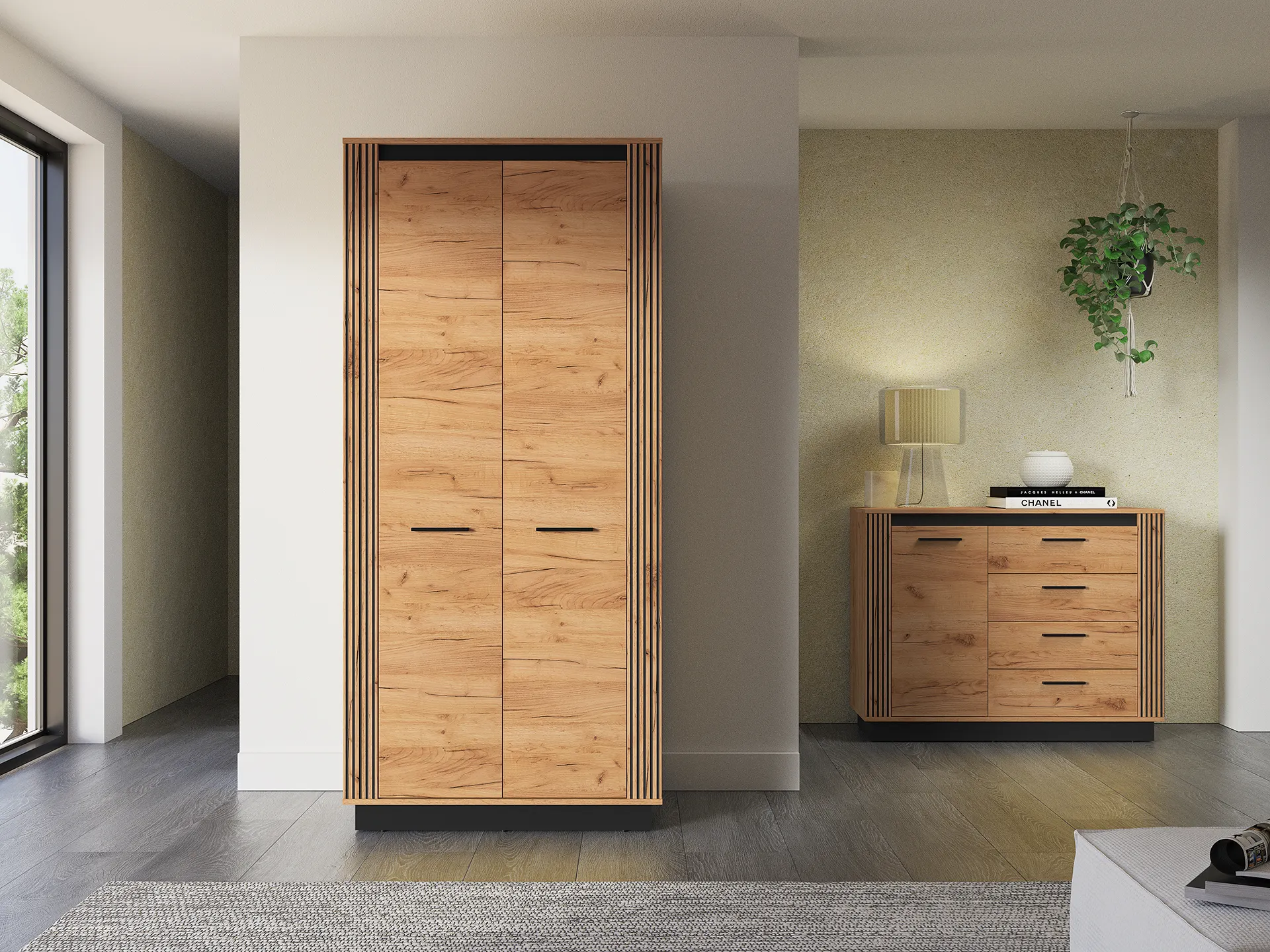 Szafa 2-drzwiowa URSO 03 craft złoty-czarny - 1URSO03-001