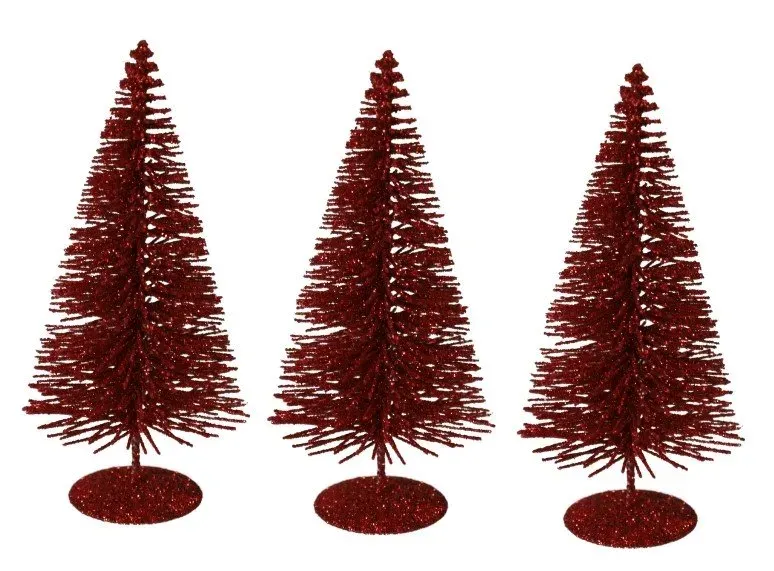 Komplet 3 choinek małych czerwonych