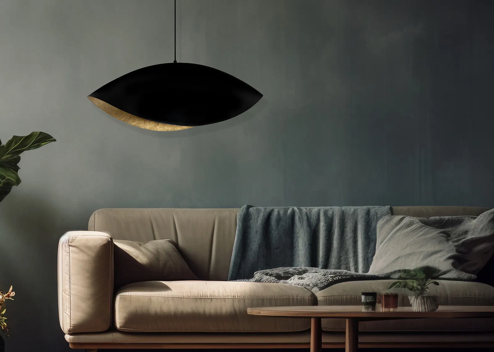 Lampa wisząca SONA 65 cm czarno-złota - SI_41097