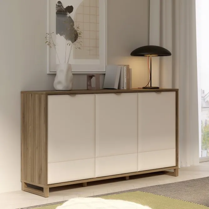 Komoda 3-drzwiowa z szufladą MAREDA dąb valencia - piaskowy - MAQK231-M966