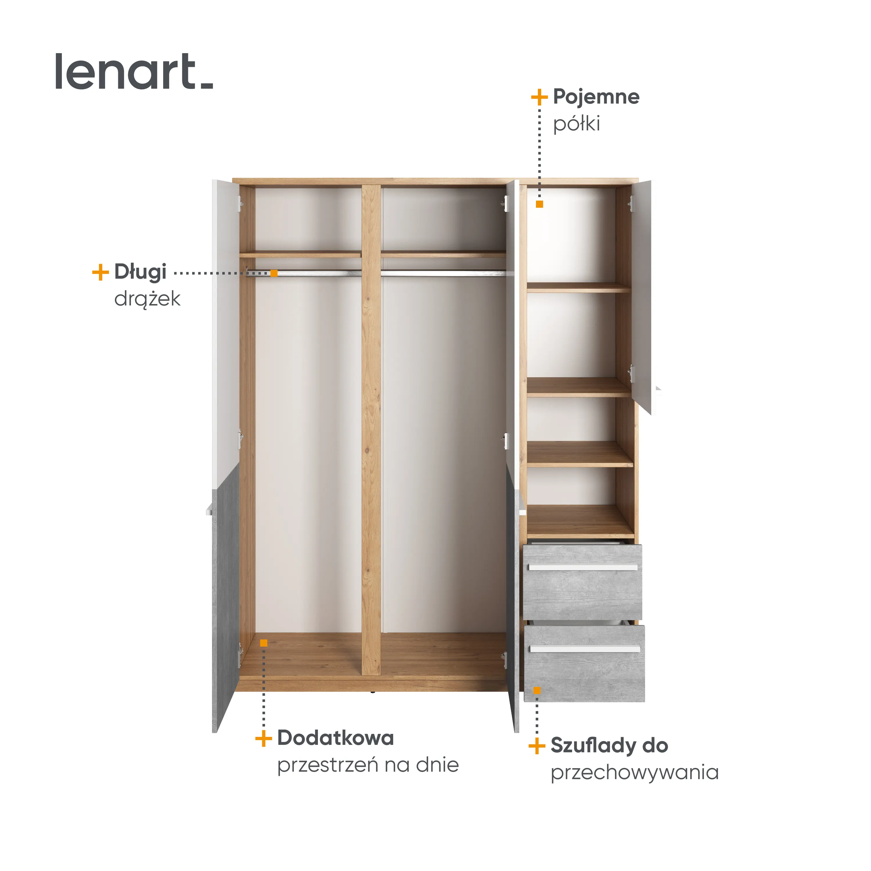 Szafa 3-drzwiowa Plano PN-01 150cm dąb nash - PN1DBB