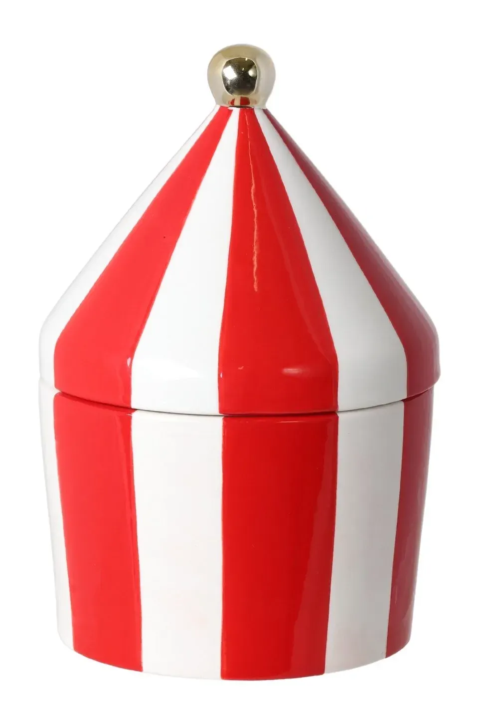 POJEMNIK ceramiczny na ciasteczka W PASKI mały biało-czerwony