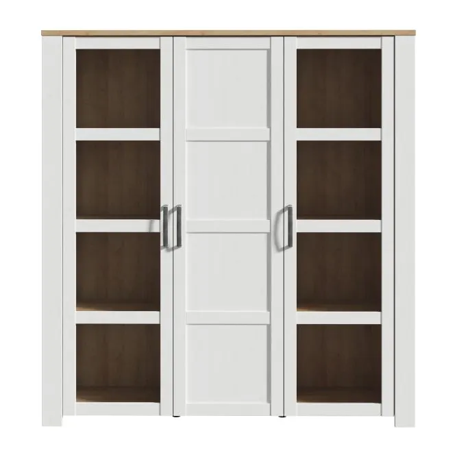 Witryna niska 3-drzwiowa CHISBURY - dąb riviera, modrzew jasny sibu - BHLV631-M482