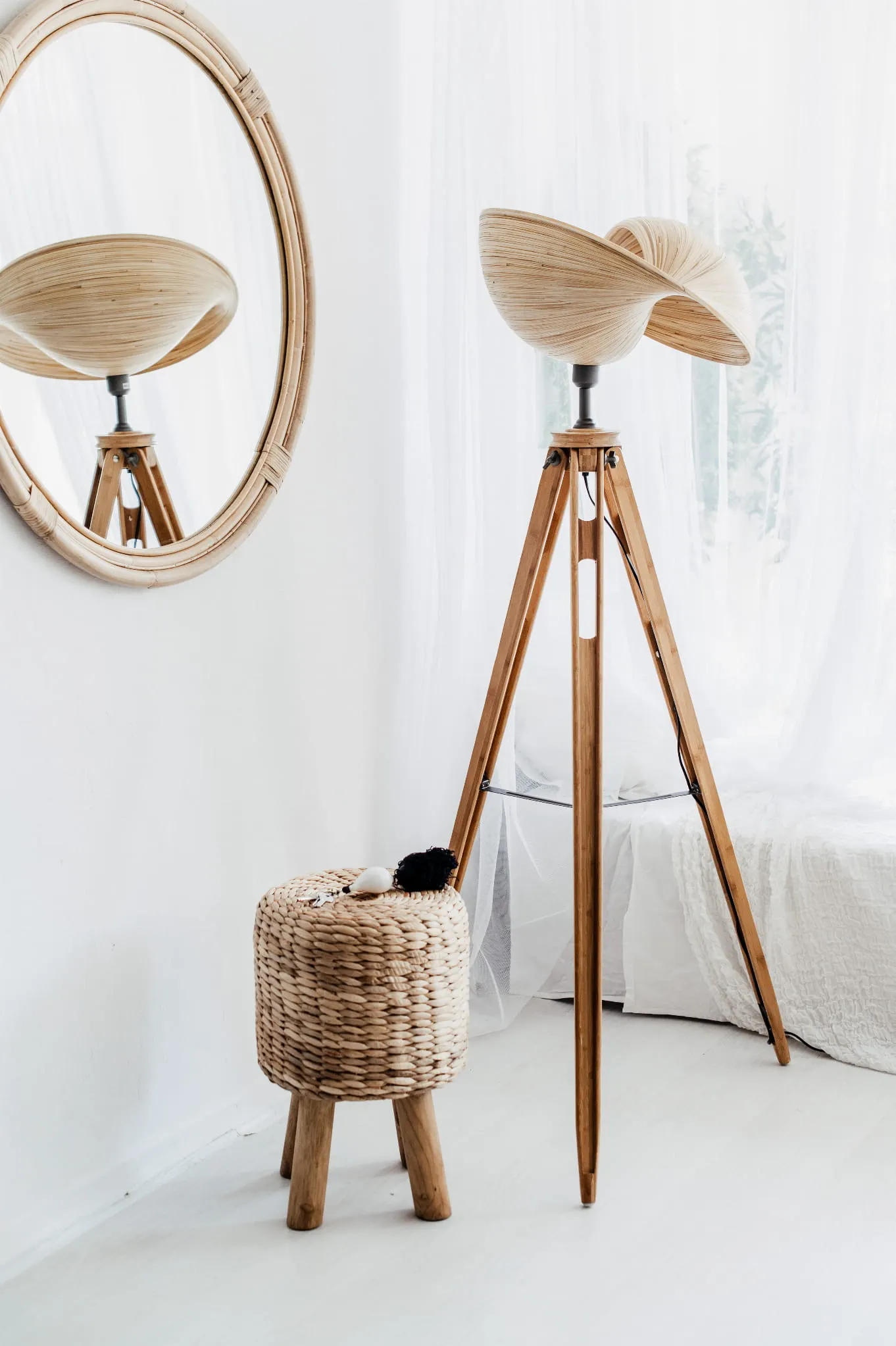 BAMBUSOWA LAMPA ELLE STOJAK DREWNIANY - MMLS01