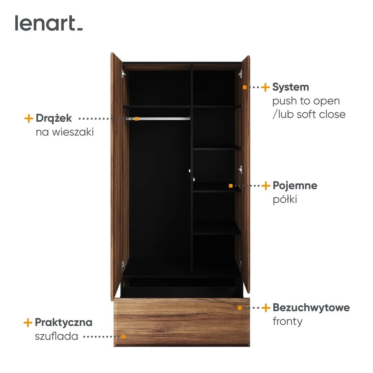 Szafa 2-drzwiowa Borga 01 dąb catania 90x197x51 - BG1DCC