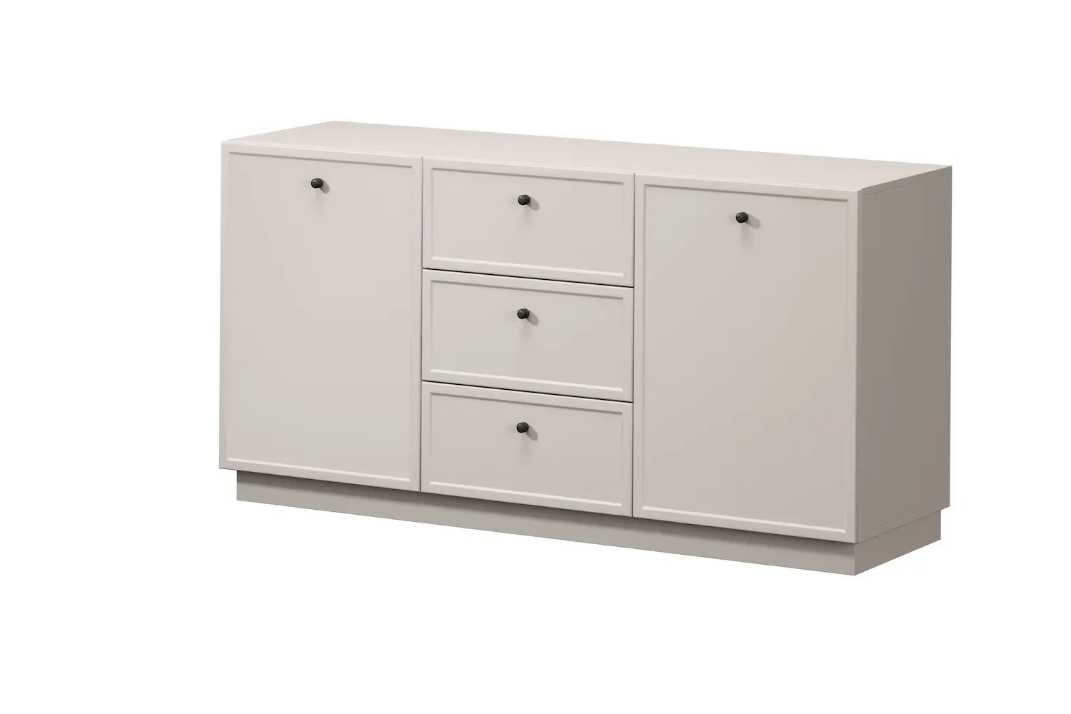 Komoda 2-drzwoiowa z 3 szufladami LORINI 150 - cashmere gałka czarna cokół