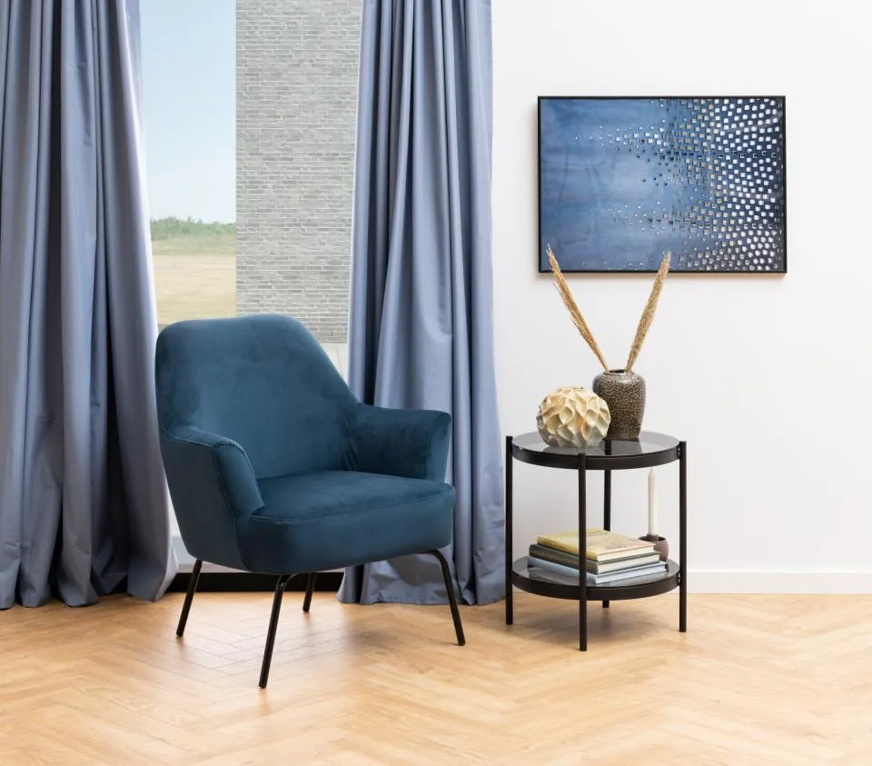 Fotel na metalowych nóżkach OCTAVIA Granatowy - 0000090654