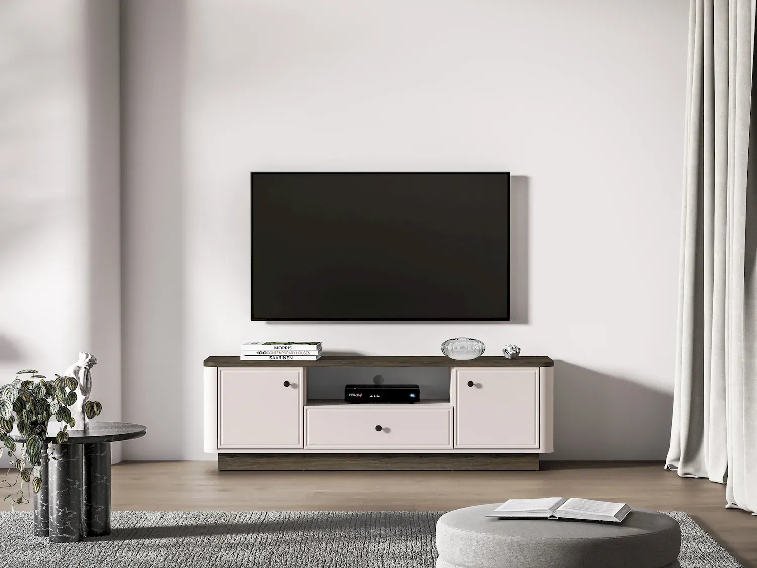 Szafka RTV 2-drzwiowa z szufladą VILAVIO 05 dąb windmill dark cashmere - 1VILA05-001