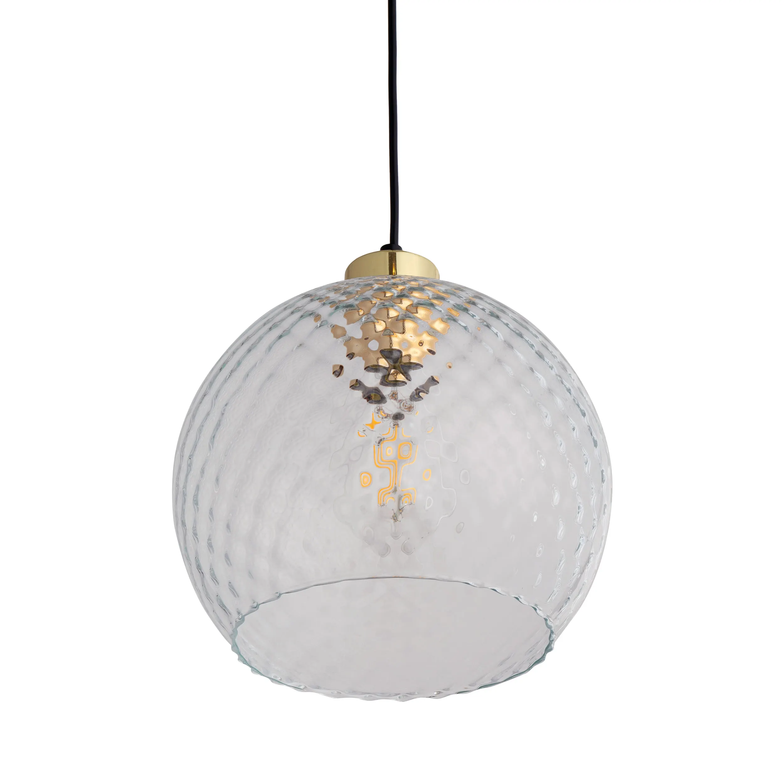 Lampa wisząca DEVI czarna ze złotymi elementami z transparentnymi szklanymi okrągłymi kloszami 120x81x18cm - TK_4580