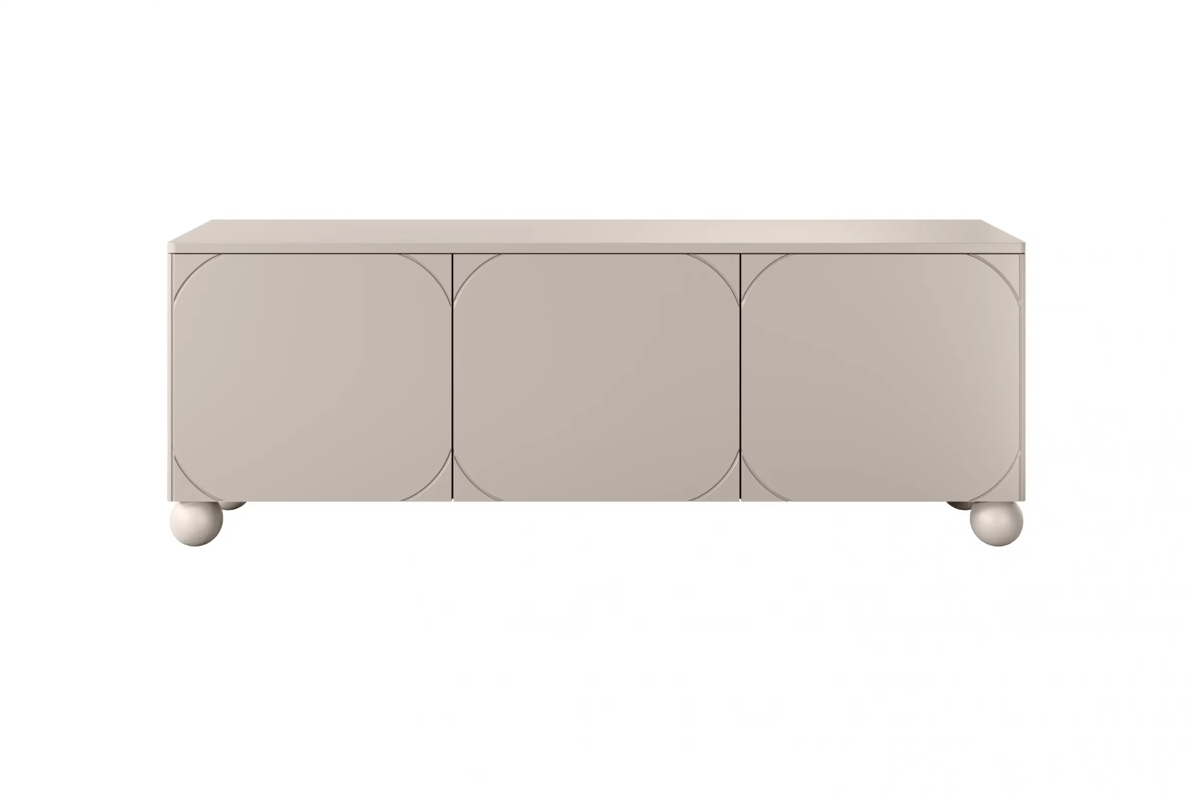 Szafka RTV 3-drzwiowa z 1 szufladą SONATIA 150cm cashmere nogi kule - B_157299