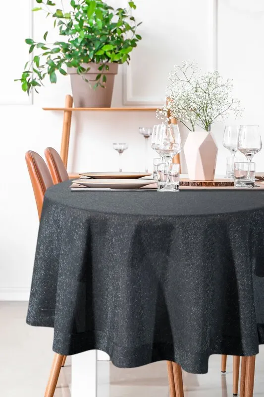 OBRUS STELLA 1 O 150 CM CZARNY - EU_424854