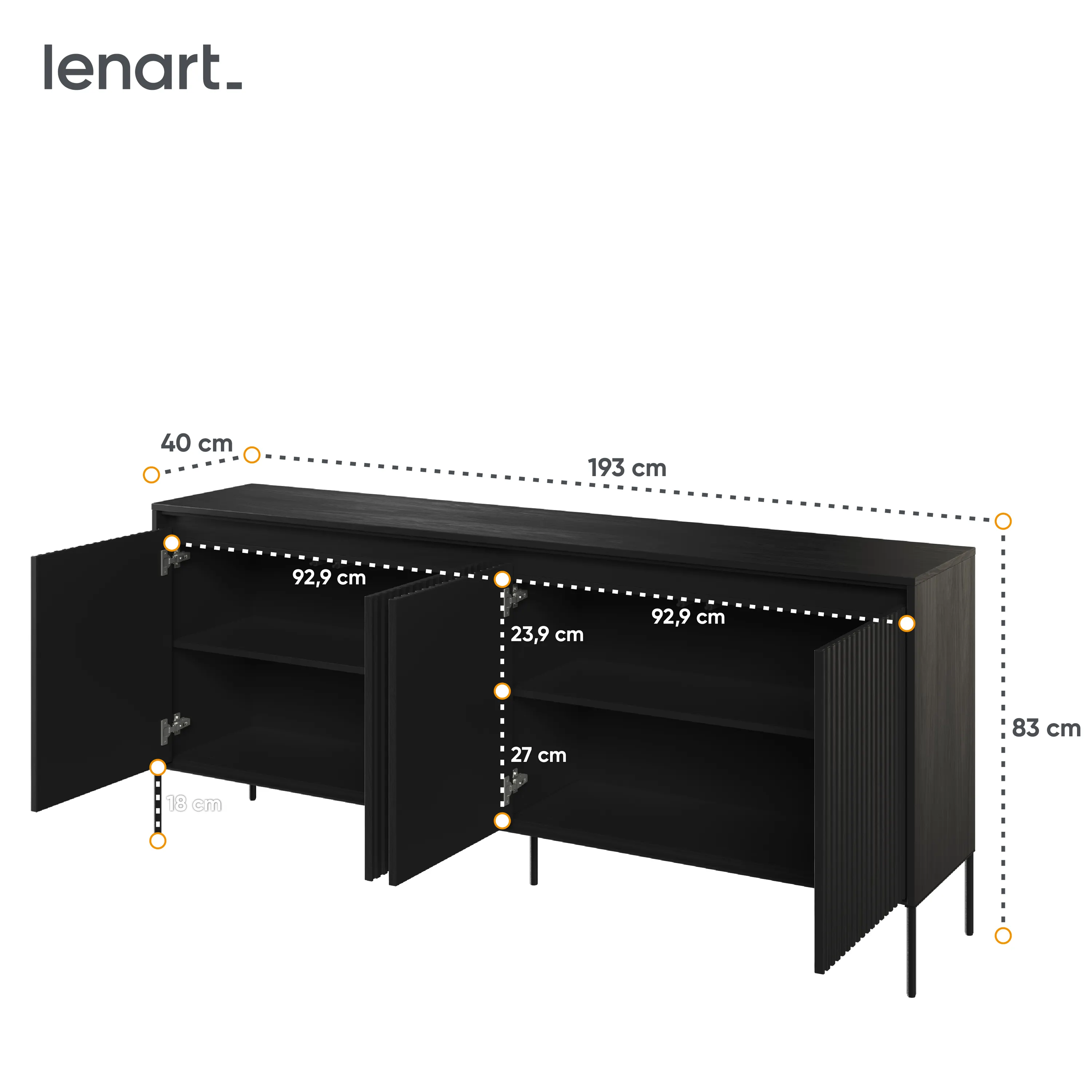 Komoda z oświetleniem TREND TR-04 4D czarna - TR4C-V2