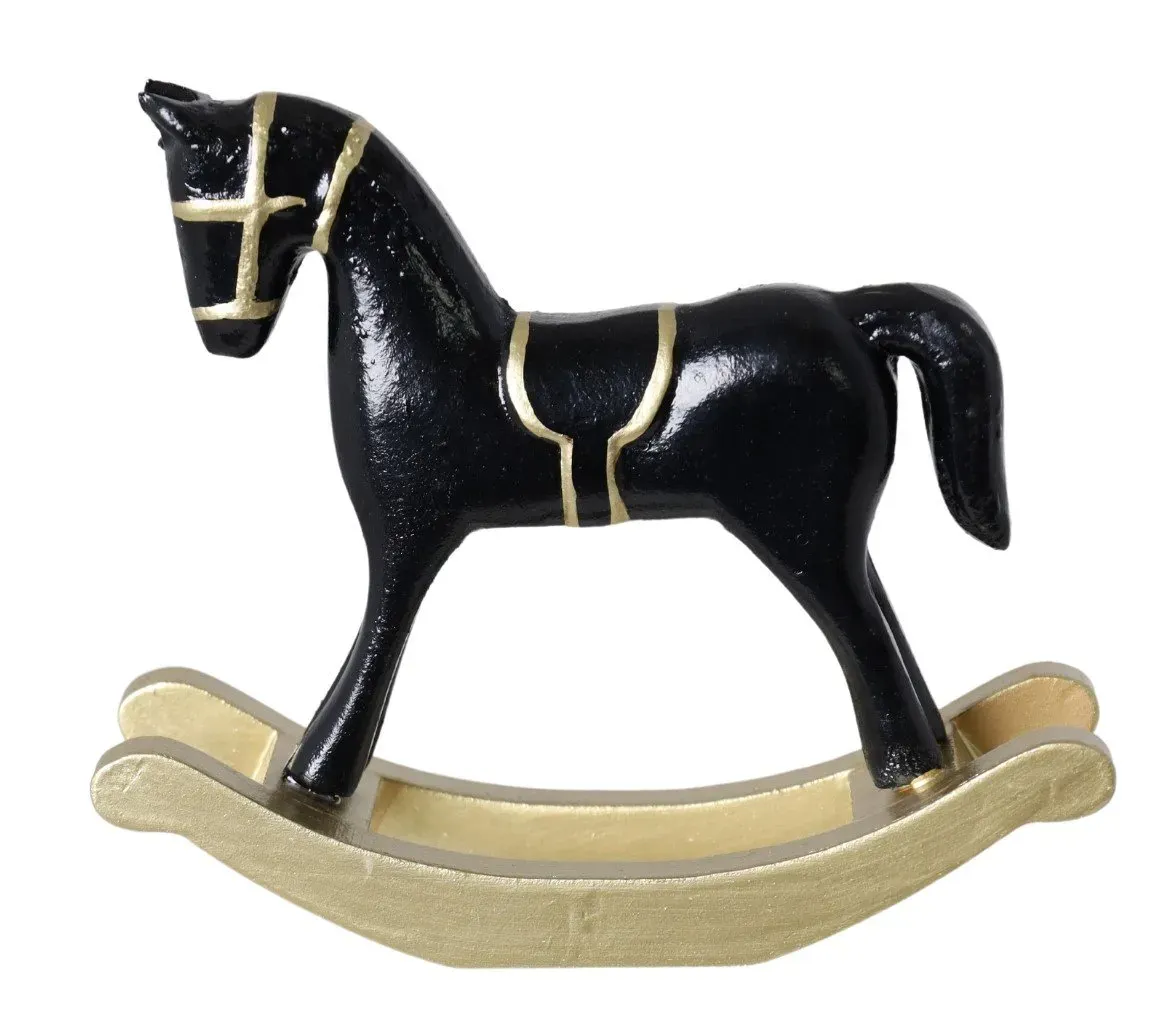 Koń na biegunach drewniany MAŁY 3275 czarny