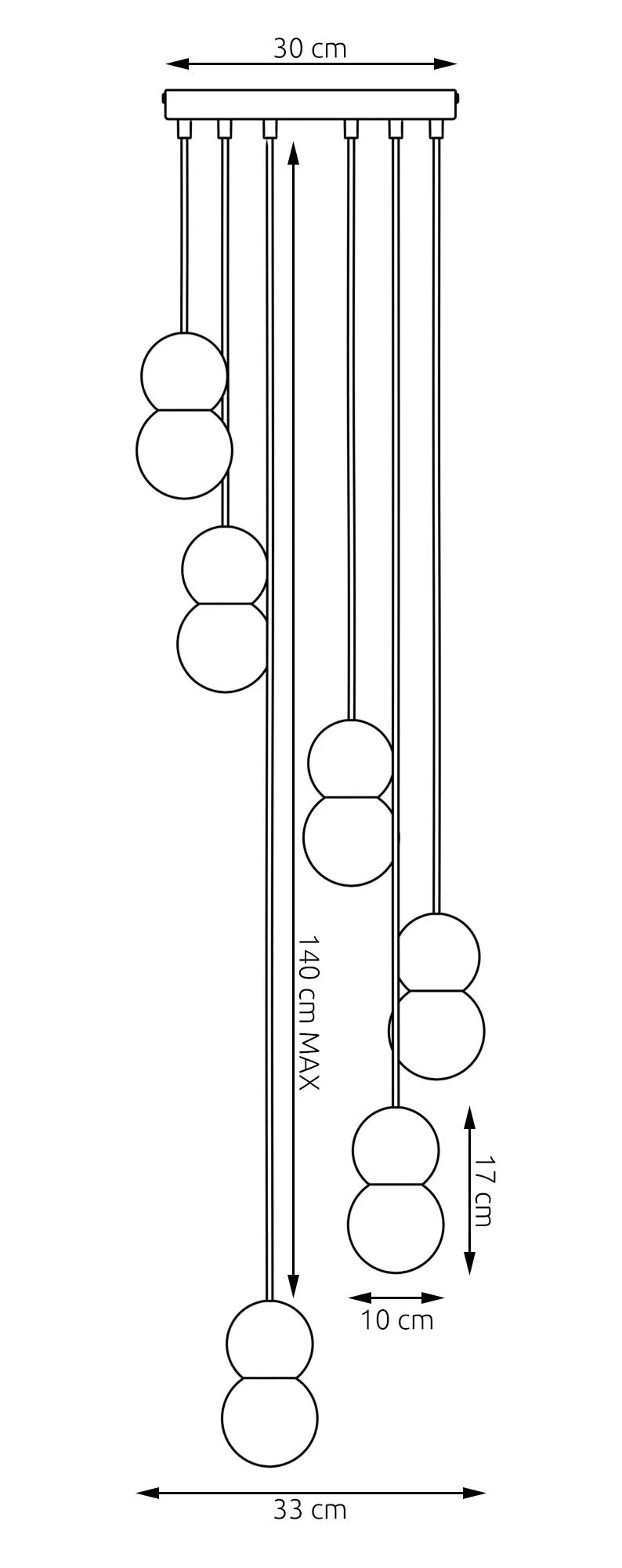 lampa wisząca, kuleczki, zawieszenie, długie, minimalistyczne