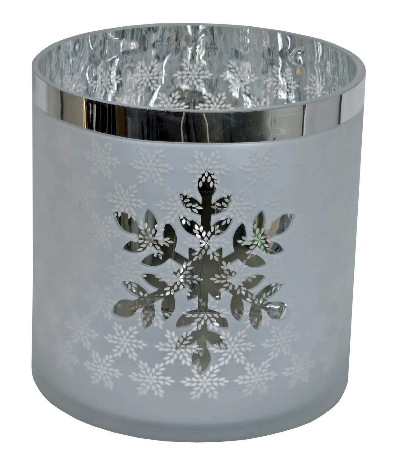 ŚWIECZNIK szklany ZE SREBRNĄ ŚNIEŻYNKĄ MAXI ŚWIECZNIK szklany ZE SREBRNĄ ŚNIEŻYNKĄ MAXI