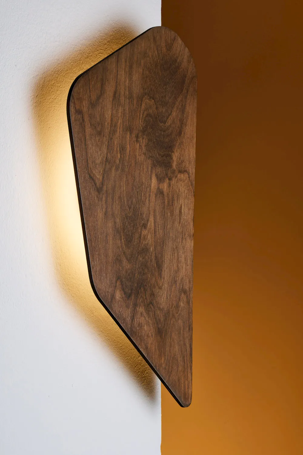 ściana, lampa, drewniana, wisząca, geometryczny