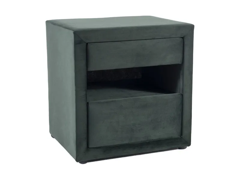 Szafka nocna ET-003 Velvet tapicerowana z szufladami i półką zielona Signal