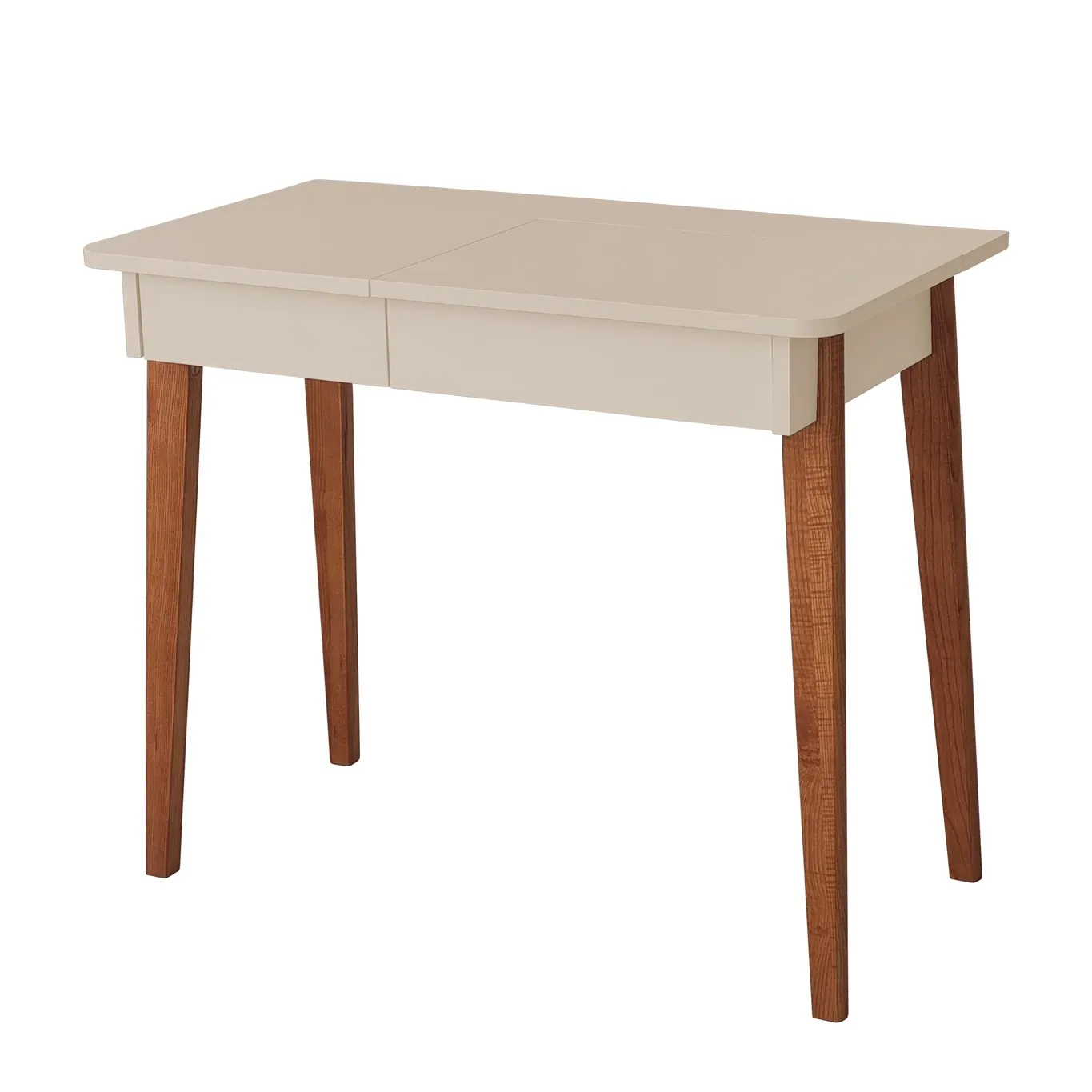 Toaletka z lustrem MEWISE 90x48cm beżowa kolor nóg dąb