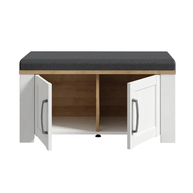 Szafka na buty CHISBURY z tapicerowanym siedziskiem - dąb riviera, modrzew jasny sibu - BHLD021-M482