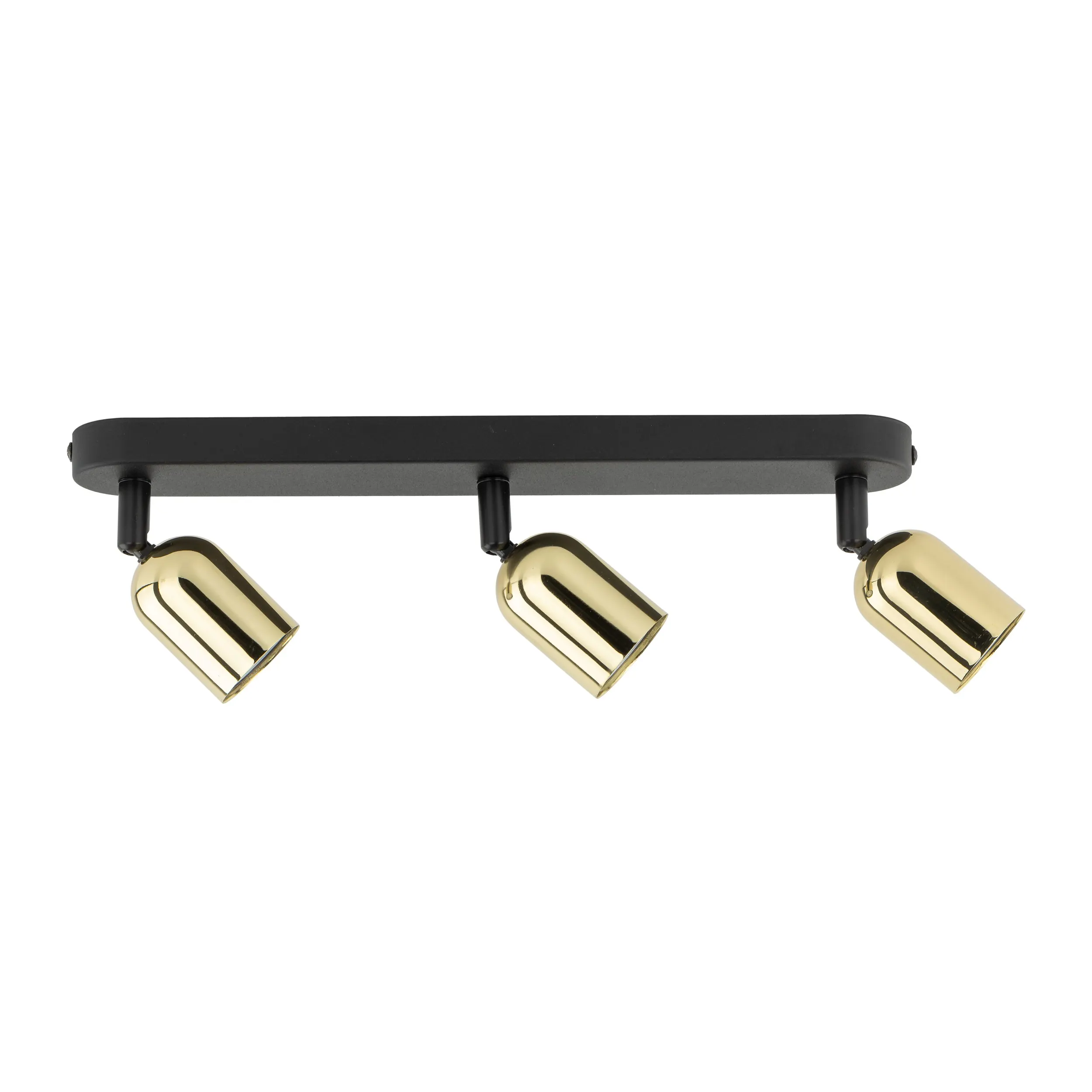 Lampa sufitowa TOP czarna ze złotymi regulowanymi reflektorami metalowa listwa 52x18x14cm