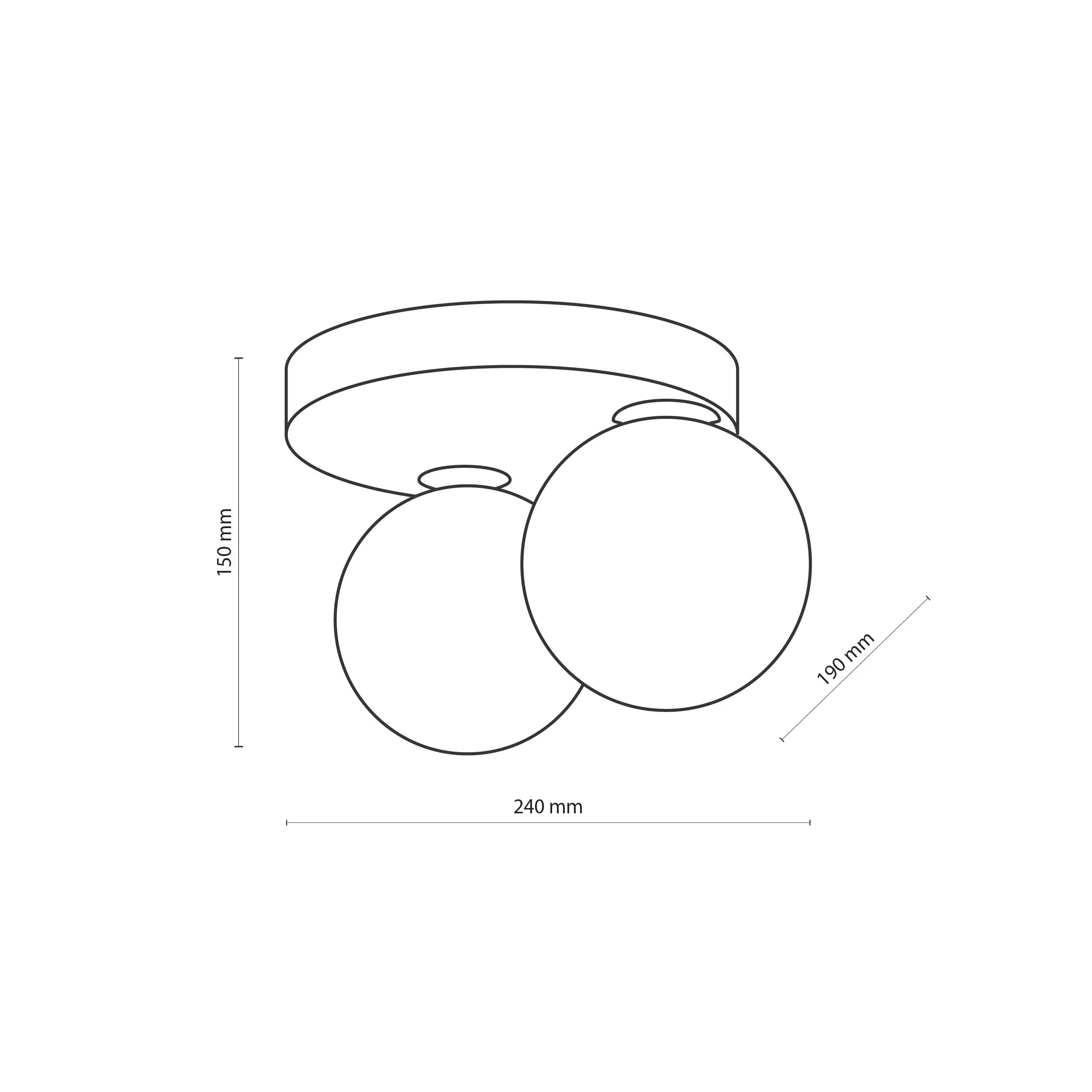 Lampa sufitowa BIANCA złota z białymi okrągłymi szklanymi kloszami na okrągłej podstawie 24x19x15cm - TK_4696