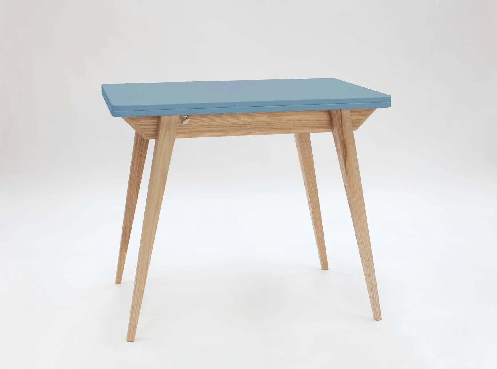 Stół rozkładany ENVELOPE 65x90-130cm niebieski naturalny Meble, Tabela, Biurko, Stół do jadalni