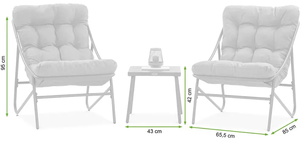 Zestaw mebli ogrodowych CASPER 3-set stalowy ciemnoszary - FG005526