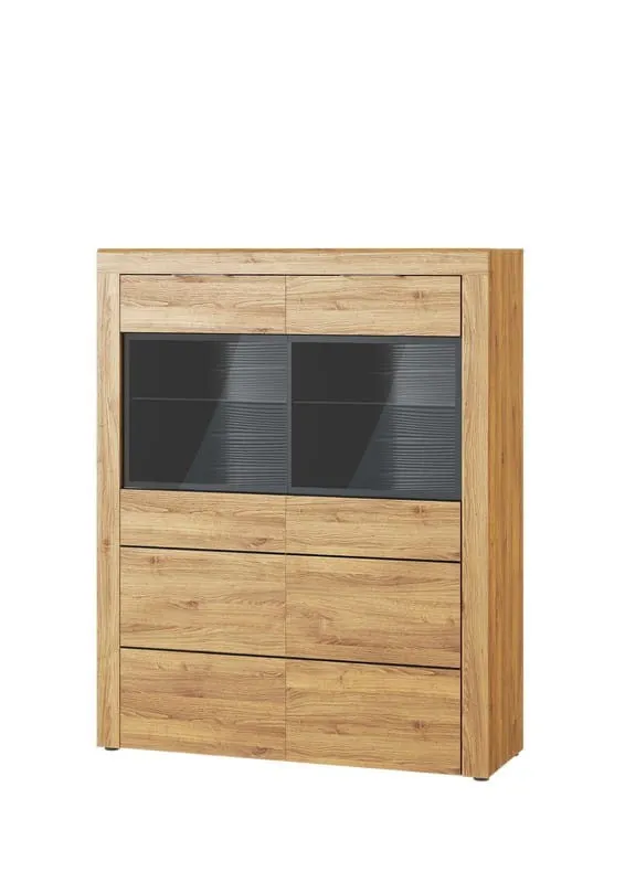 Witryna KAMA 15 2-drzwiowa dąb camargue czarna 148x119x40cm