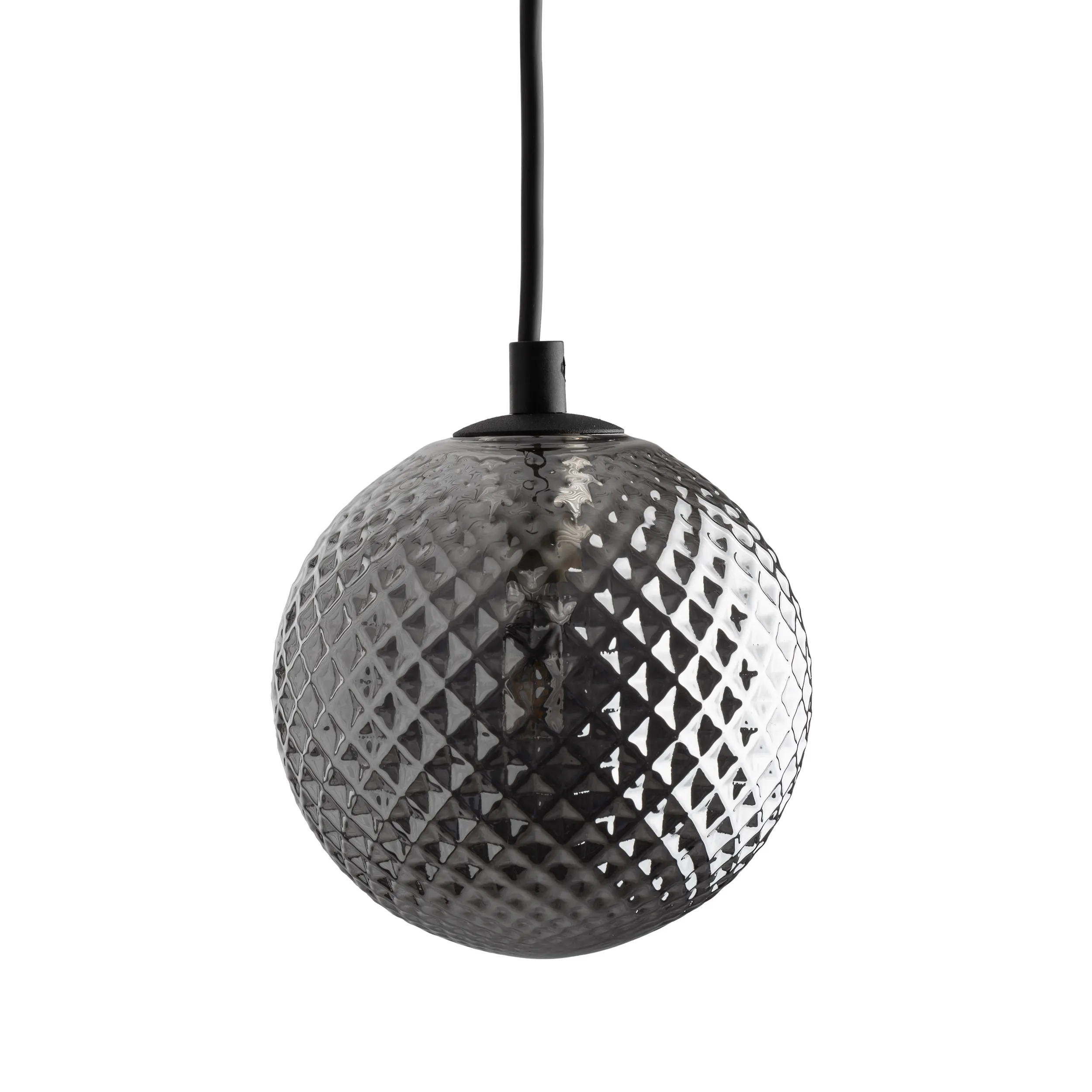 Lampa wisząca ELENA czarna z szarym kryształowym szklanym okrągłym kloszem 160x15cm - TK_5745