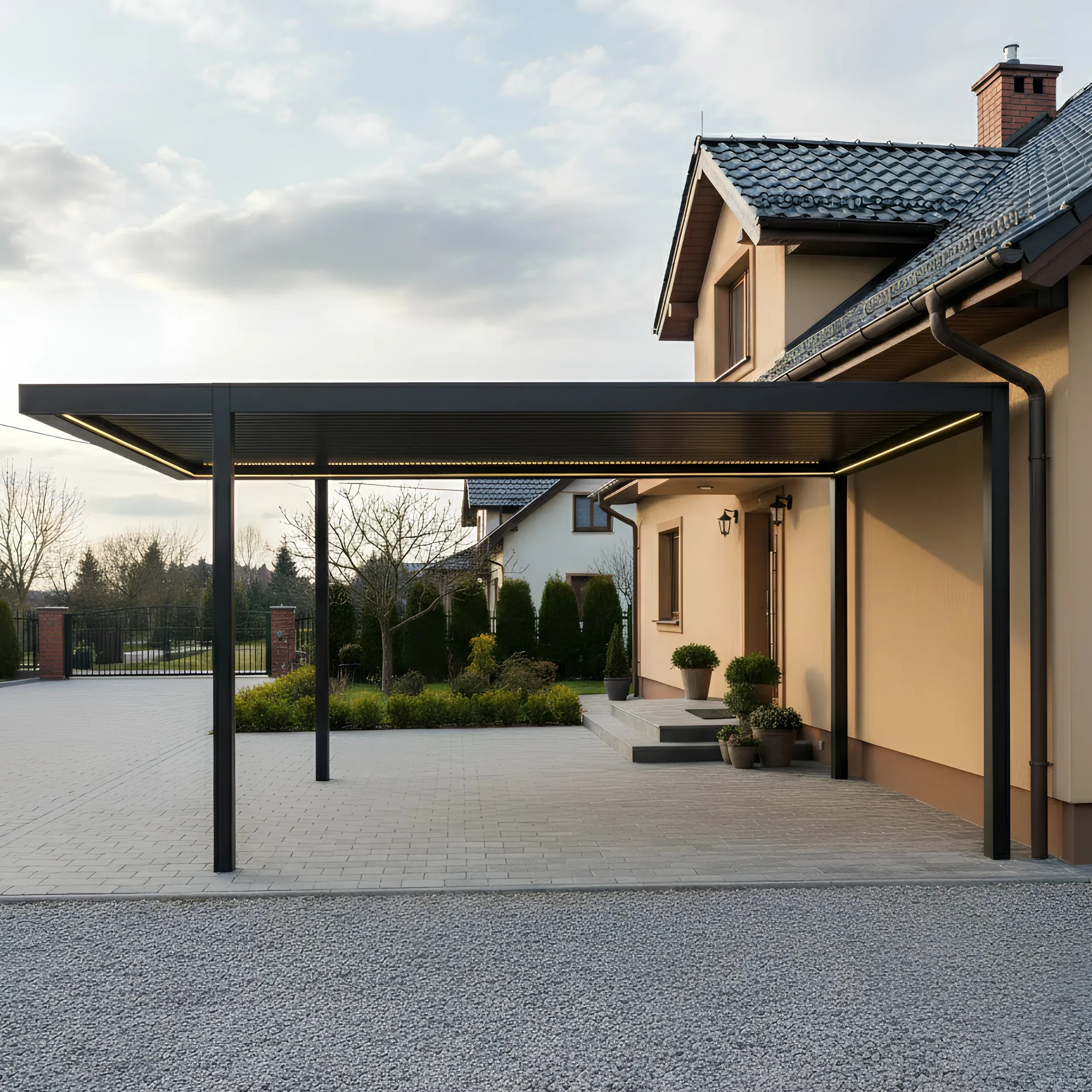 Wiata garażowa CARPORT CLASSIC 5x3x2,5 m LED aluminiowa antracyt — zdjęcie 9
