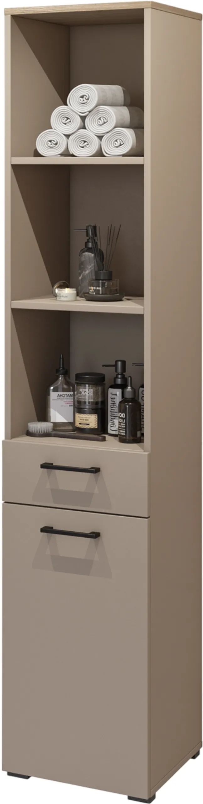 Regał z koszem na pranie i szufladą ROSA 197x40 congo efekt drewna - 30CDNO66