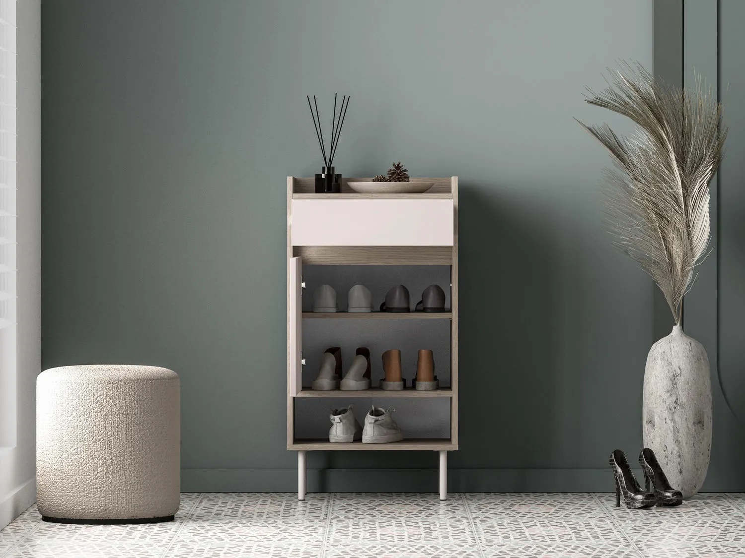 Szafka na buty z szufladą VOCO 50x95 dąb cremona/kaszmir - 1VOCO04-001