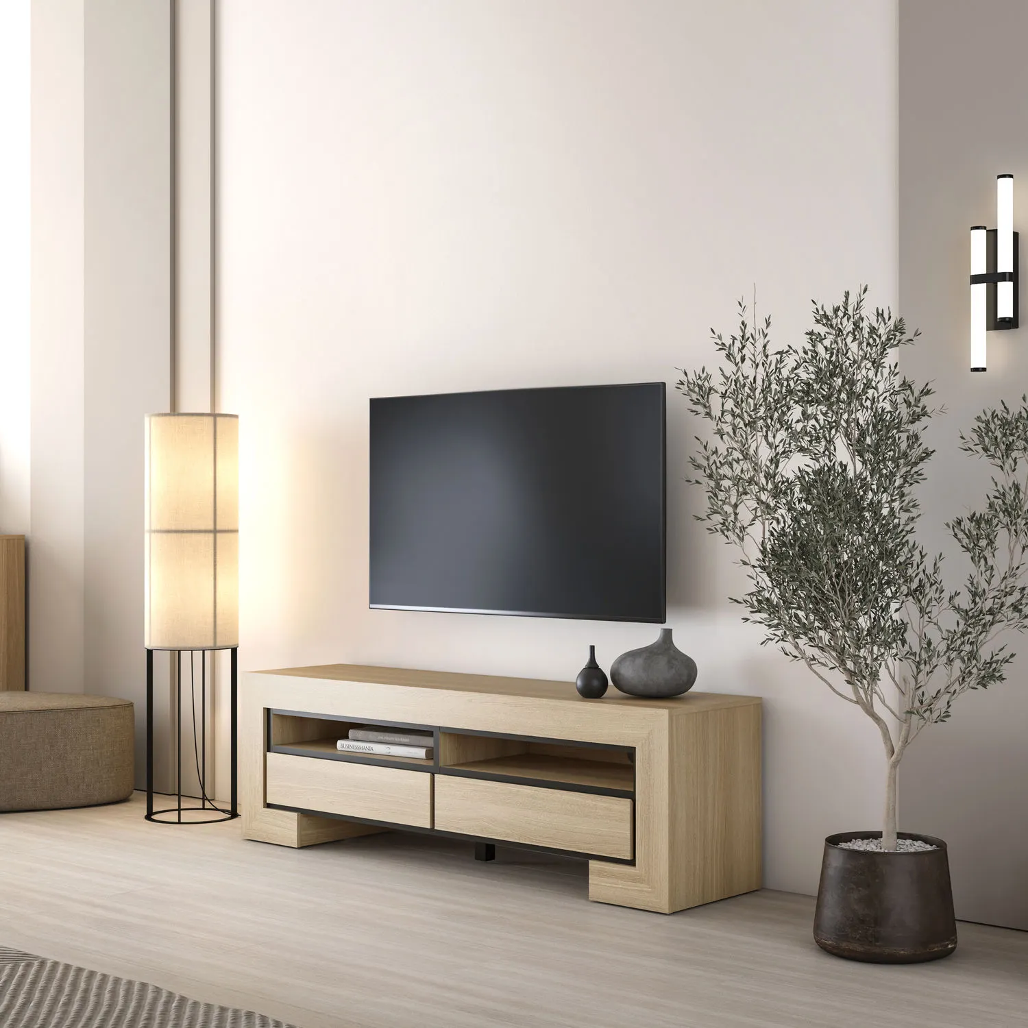 Komoda RTV z szufladami CUBA II 160 cm dąb samdal - 24DEOC40