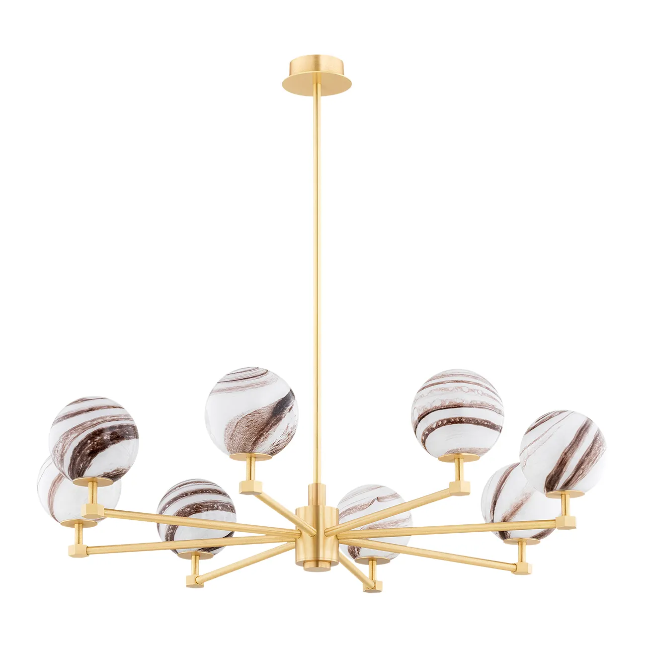 image lampa wisząca, złota lampa, kule szklane, metal złoty, design nowoczesny