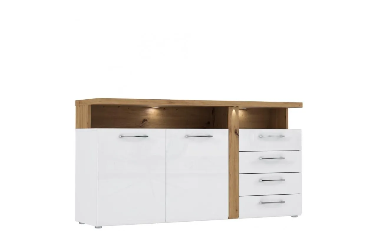 Komoda 2-drzwiowa z szufladami TULUZA 86x163 dąb artisan biała - TUZK231B-C843