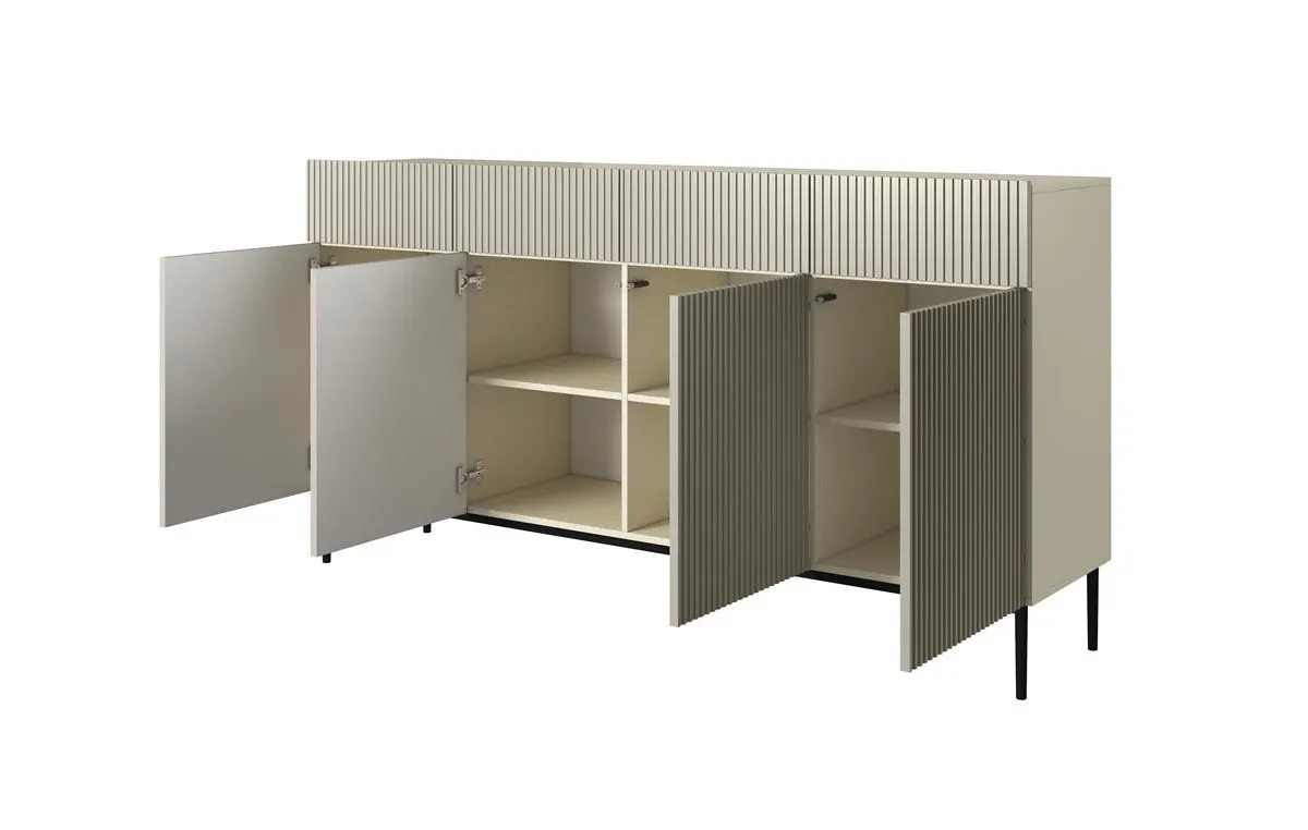 Komoda NICOLE 200 z 4 szufladami - kremowa - czarny stelaż - B_57164