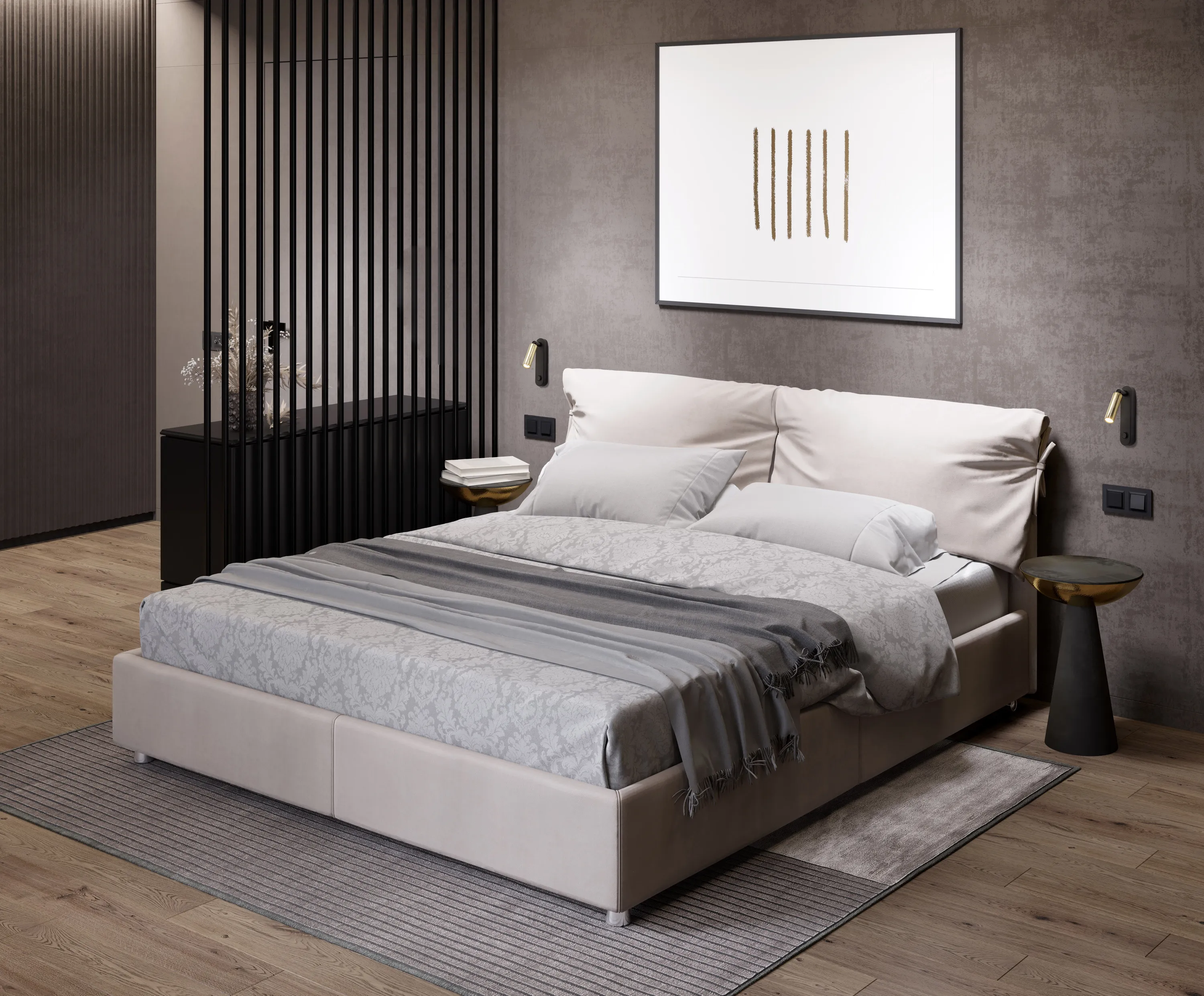 Kinkiet ENZO czarny ze złotym regulowanym reflektorem z włącznikiem 22x14x10cm - TK_6623