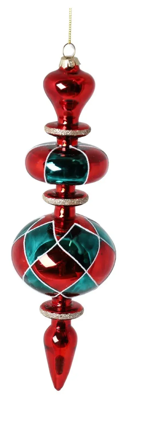 Bombka szklana 6 sztuk CZERWONO-ZIELONA duża 4977