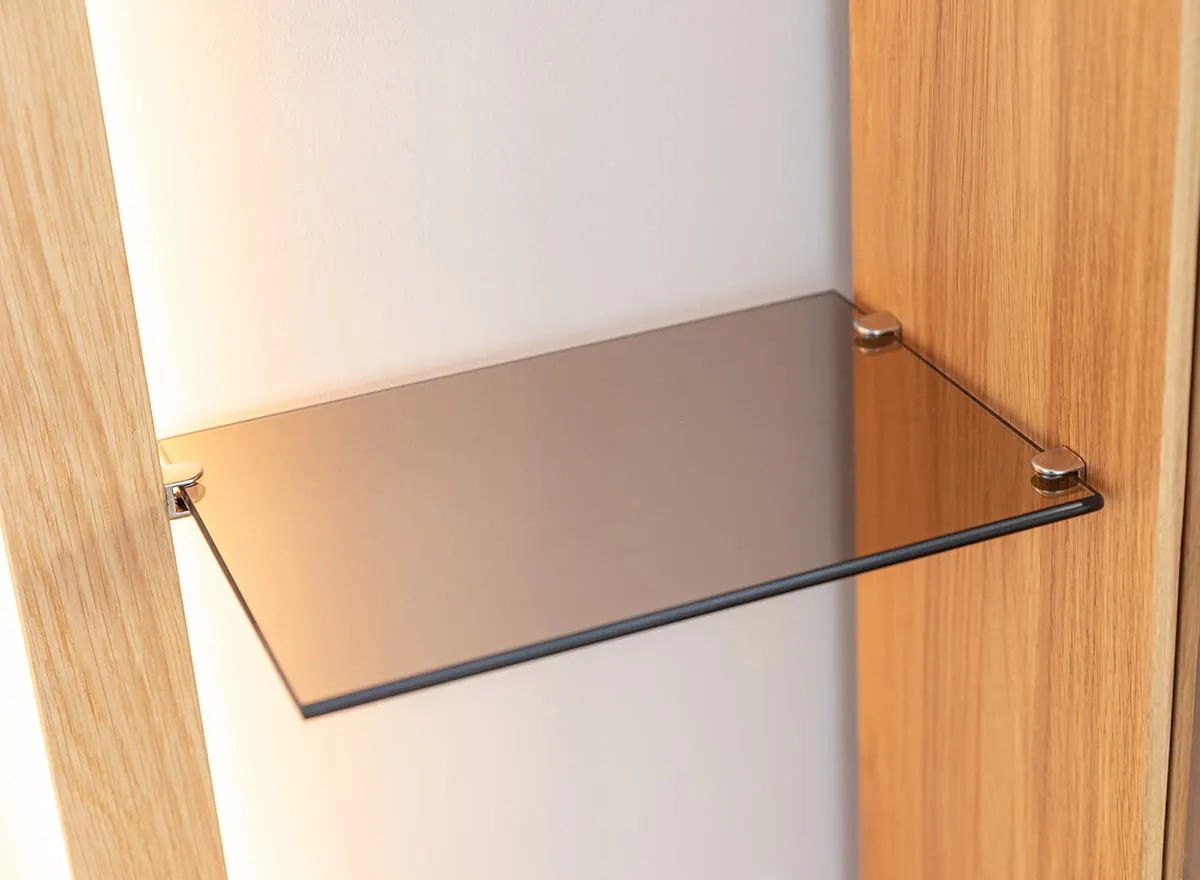 Witryna z regałem dębowa COLLODI z oświetleniem - dąb olejowany - ZICOL03