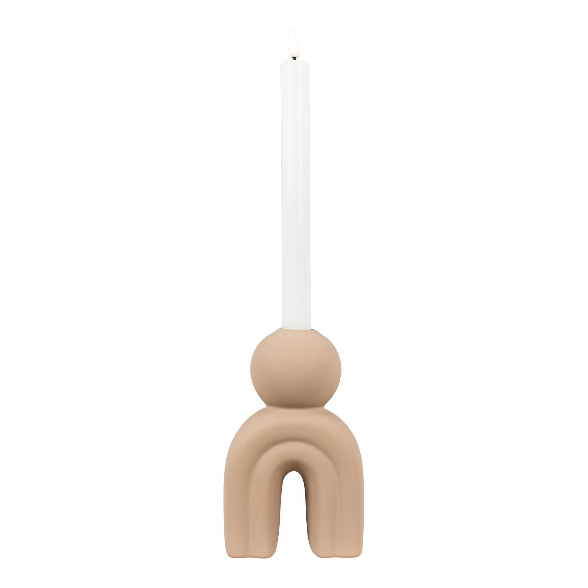 Świecznik ceramiczny CANDLE 105x65x17 ciemny beż - 4561175