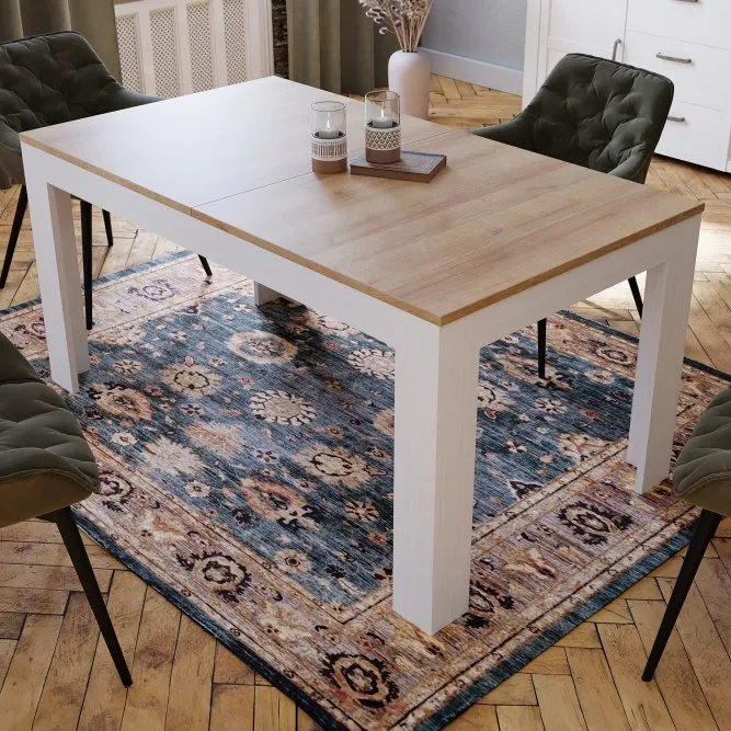 Stół rozkładany CHISBURY 90x160-206 dąb riviera, modrzew jasny sibu - XELT161-M482