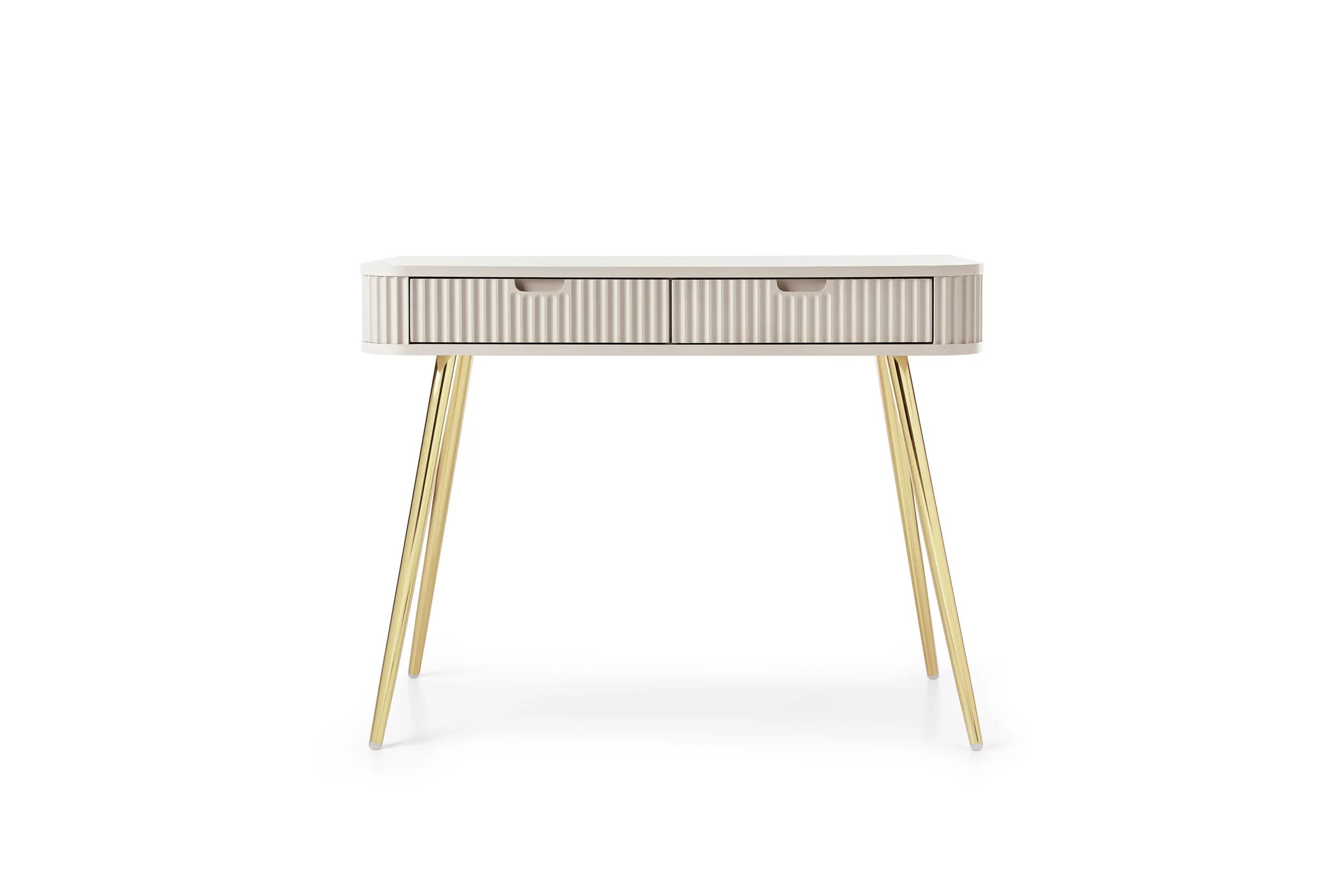 Toaletka z 2 szufladami ZOVA frezowane fronty, cashmere, złoty - ZOVA_T103_CASHZL